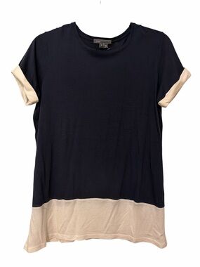 VINCE Women’s Navy Cream Short Sleeve NWOT Crew Tee SHIRT Sz S Modal PimaCotton